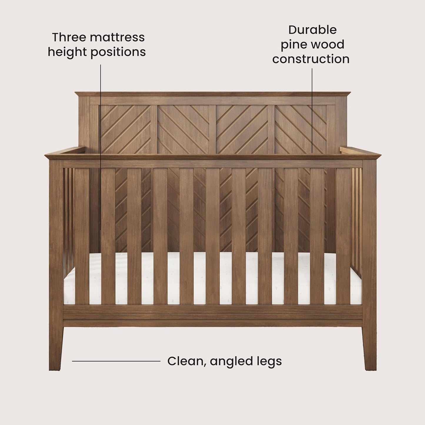 Child Craft Atwood 4-in-1 Convertible Crib, Baby Crib Converts to Day Bed, Toddler Bed and Full Size Bed, 3 Adjustable Mattress Positions, Non-Toxic, Baby Safe Finish (Cocoa Bean Brown)