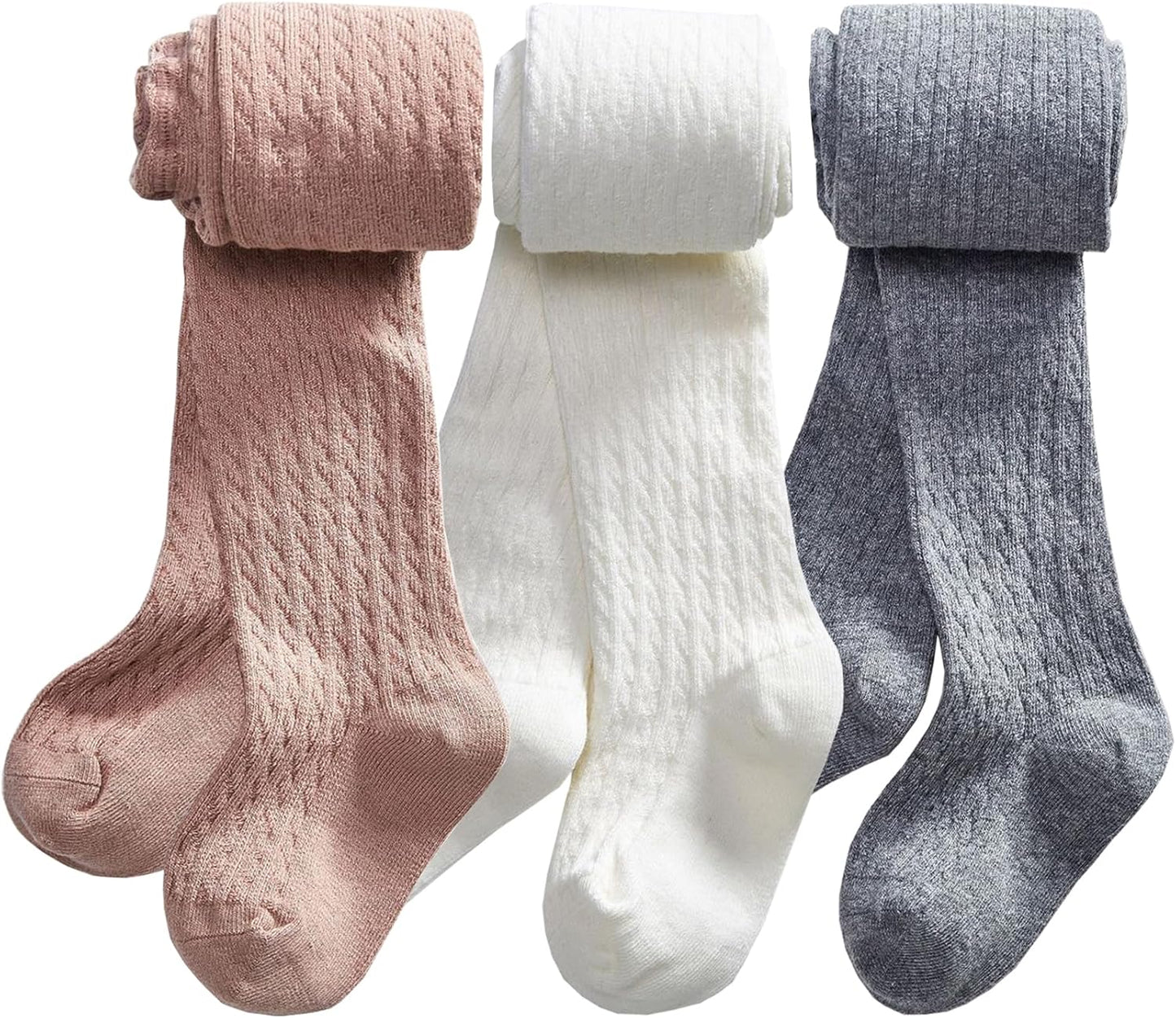 CHUNG Toddler Little Girls Cotton Tights Footed Thick Winter Cable Knit Legging Pantyhose Stocking