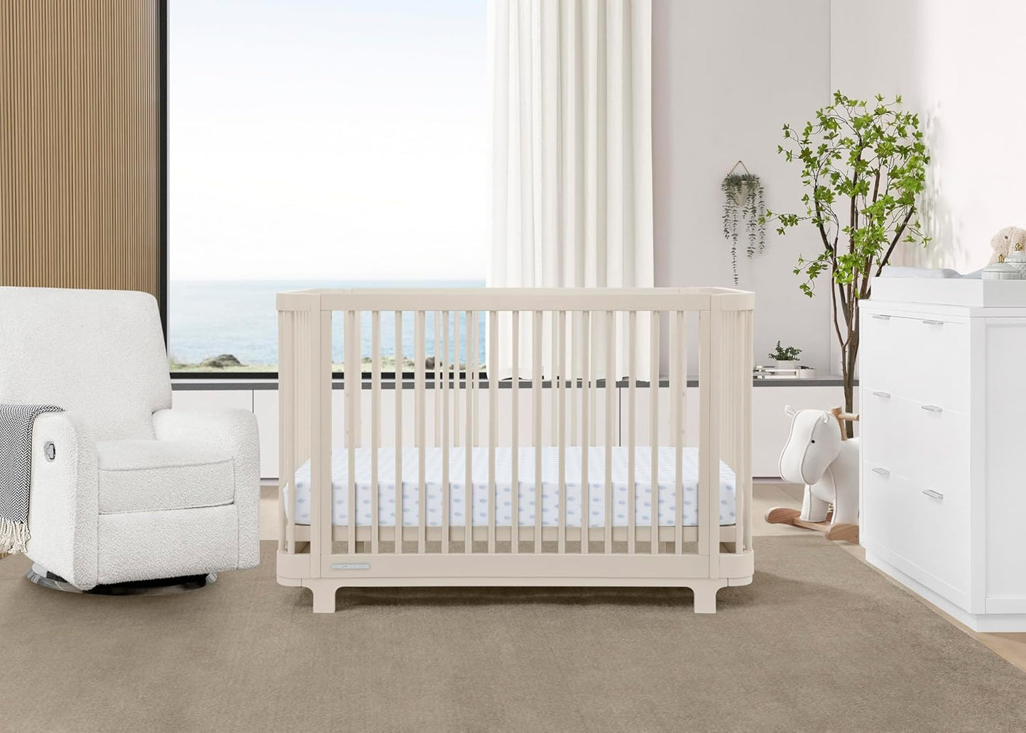 Delta Children Nest 4-in-1 Convertible Crib - Greenguard Gold Certified, Soft Beige