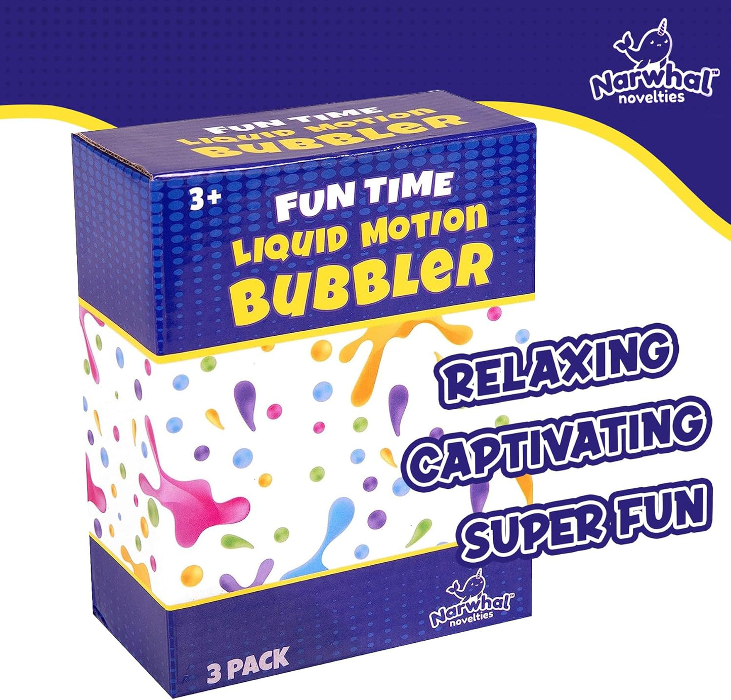 Liquid Motion Bubbler for Kids and Adults - Hourglass Liquid Bubbler/Timer for Sensory Play Toys, Fidget Toy and Stress Management (3 Pack)