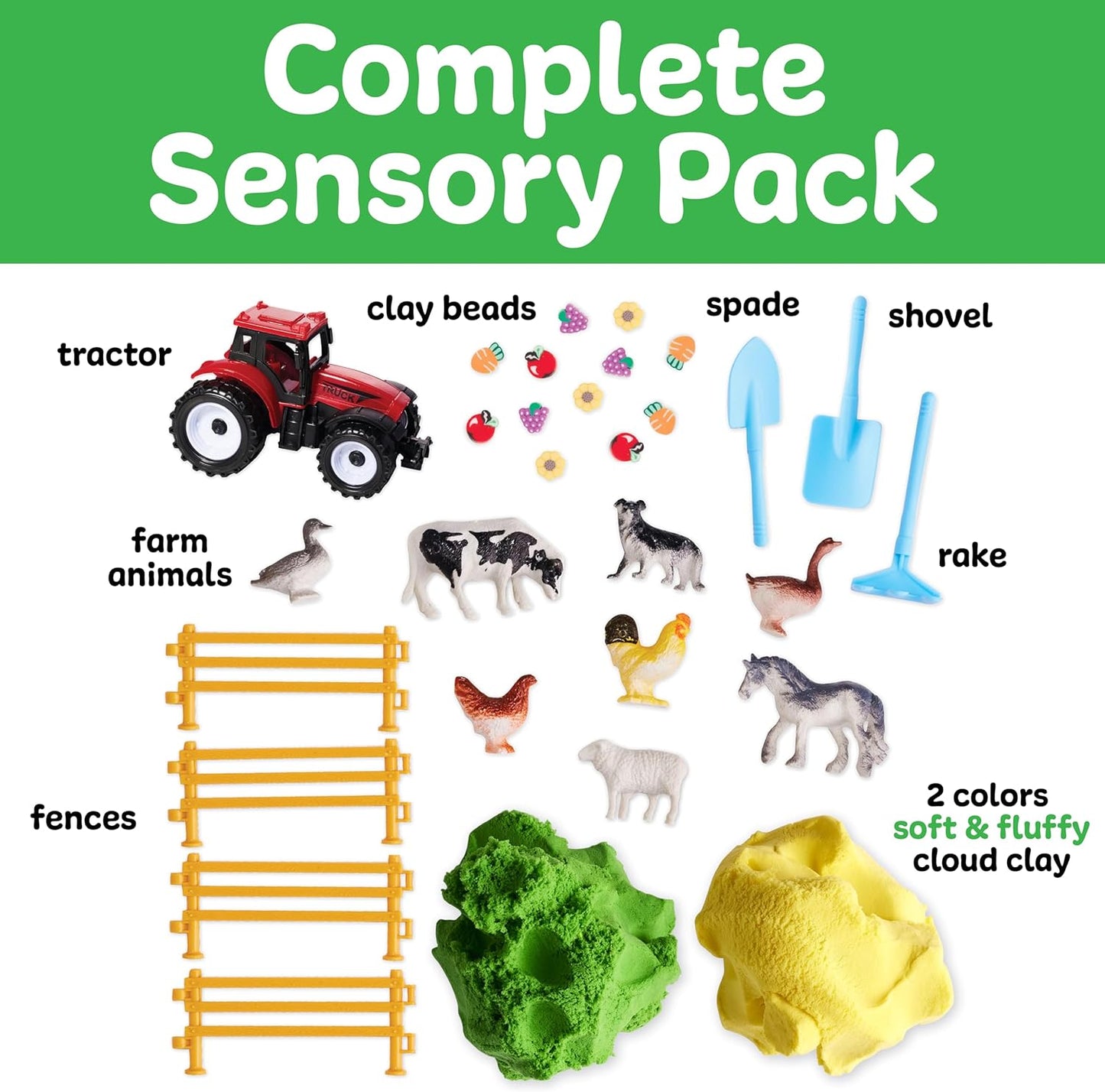 Creativity for Kids Sensory Pack: Farm, Sensory Toys for Toddlers 3-4+, Pretend Play Farm Animals Toys for Kids, Toddler Travel Toys and Activities