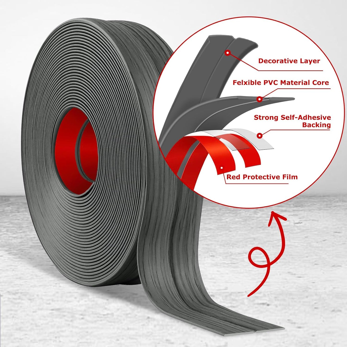 Flexible Wall Corner Protector Moulding Trim Peel and Stick Wall Corner Guards Edge Protector Self Adhesive Molding Trim Strip for Edge Ceiling (Deep Gray Wood Grain, 2.4 in x 20 Ft)