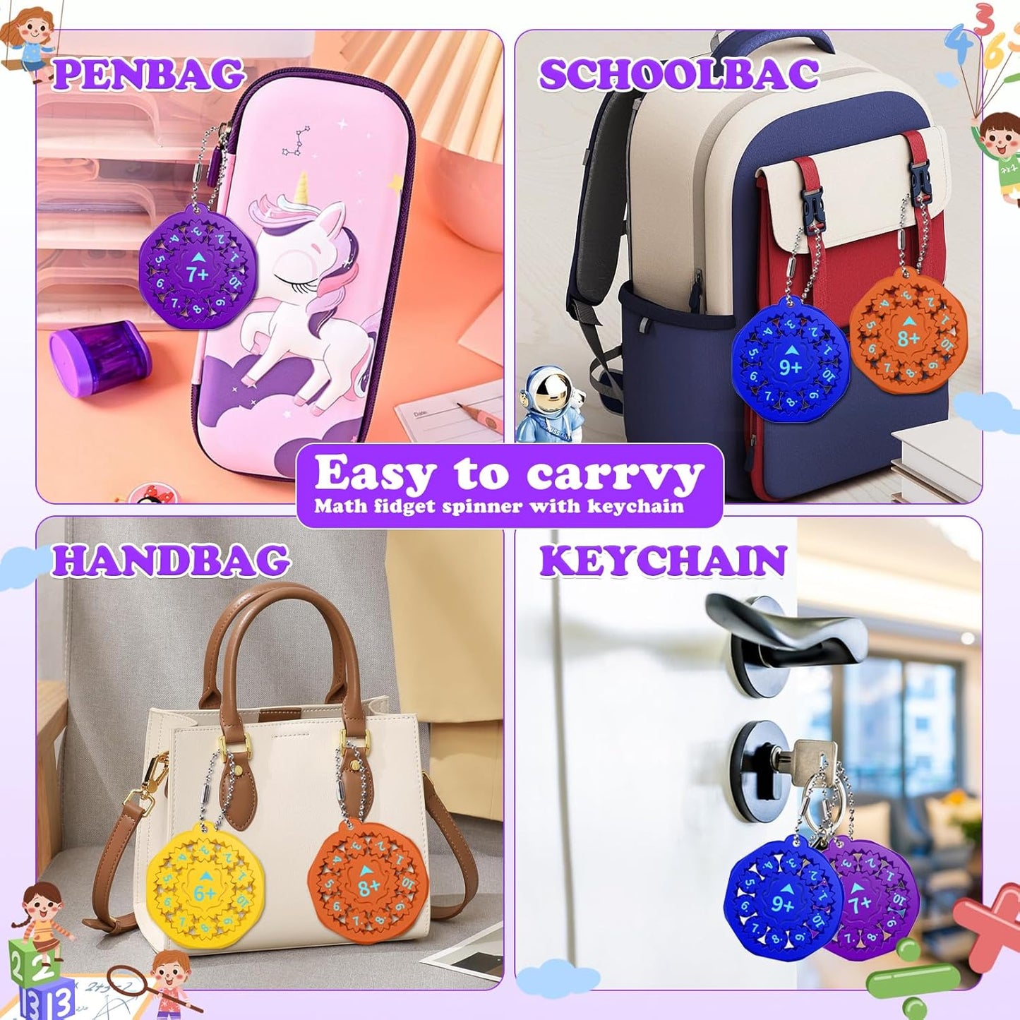 9PCS New Math Fidget Spinners,Interactive Math Gmaes Fidget Toys for Kids,Early Education Math Facts Fidget Spinners Gmaes to Relieve Stress and Fun Learning（Addition & Subtraction）