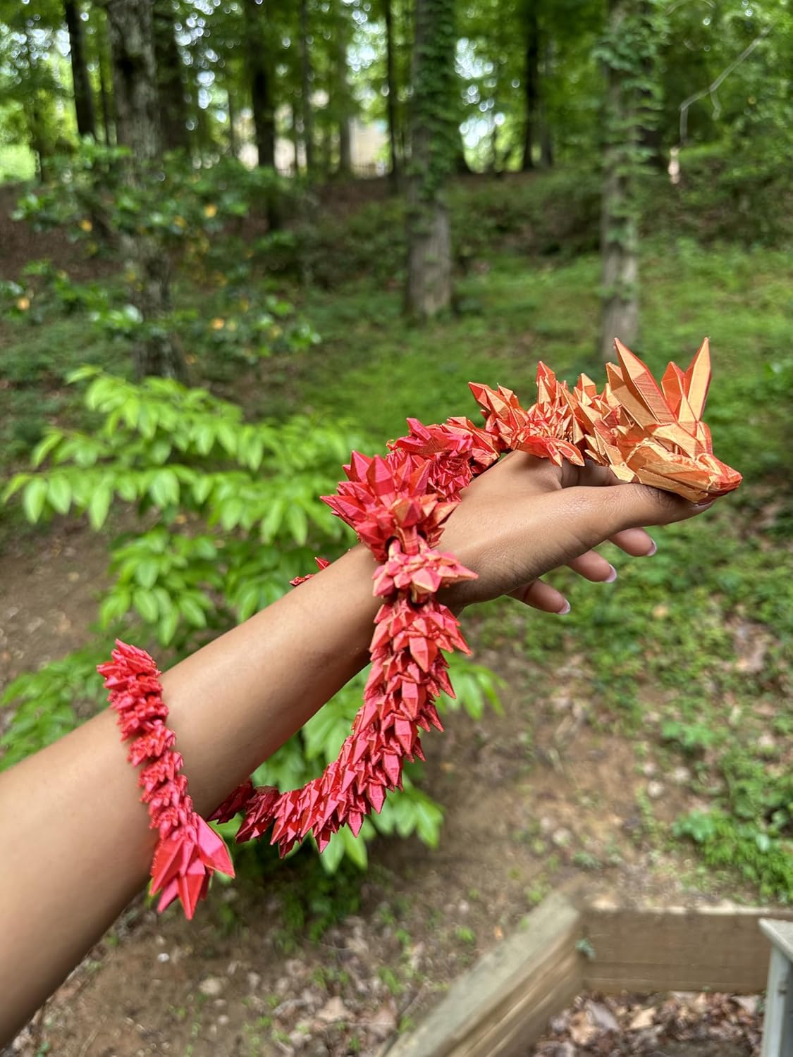 Crystal Dragon - Articulated Flexi Dragon - 3D Printed Gift (Teen, Red/Gold)