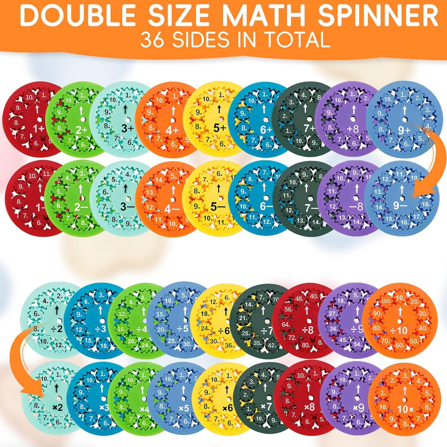 Math Fidget Spinners, Math Fact Fidget Spinners, Math Facts Fidget Spinners (18pcs)