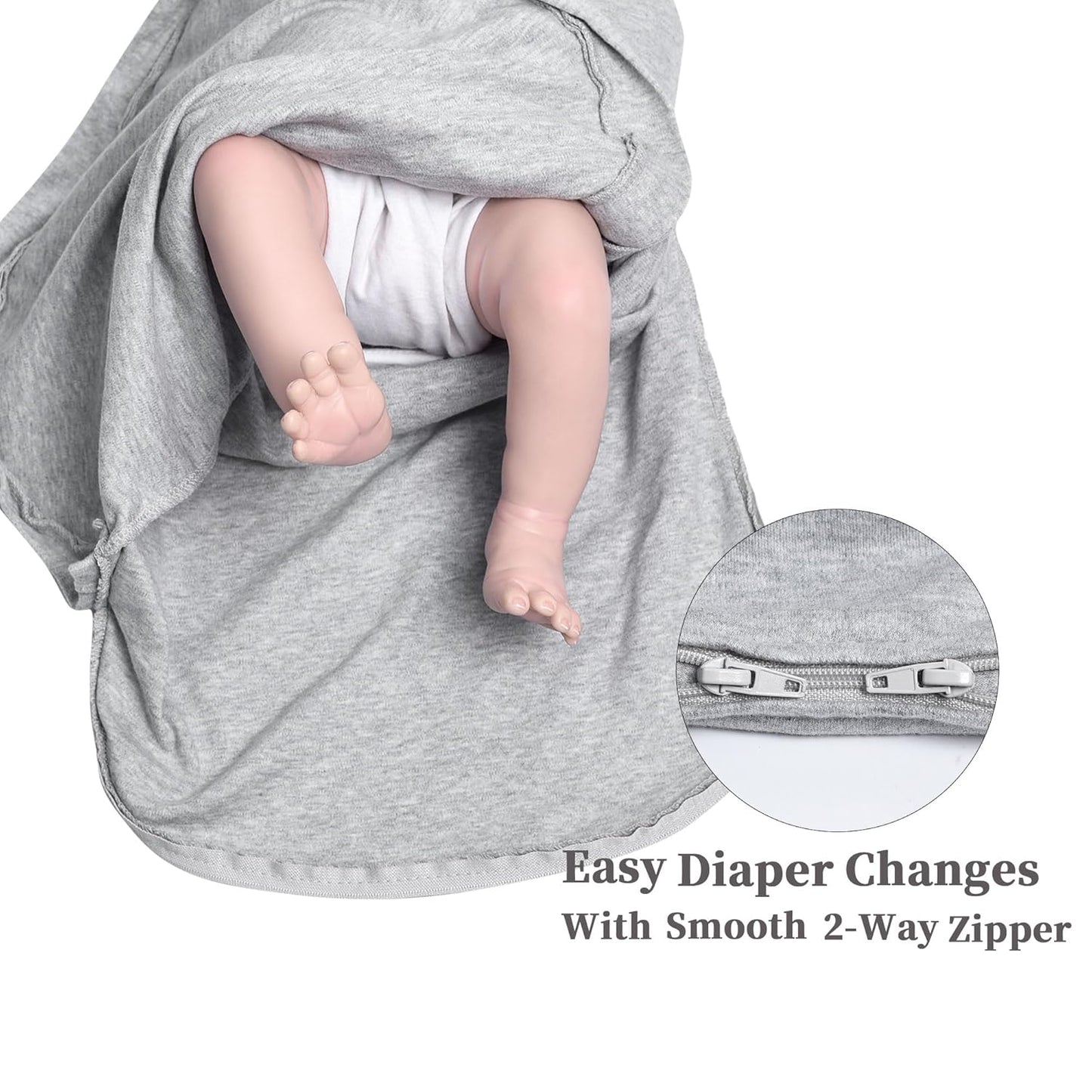 Baby Sleep sack Swaddle,Sleep Sack 3-6 Months,3-Way Adjustable Wearable Transition Swaddles Blanket Boy And Girl,100% Cotton,TOG 1.0(Grey)