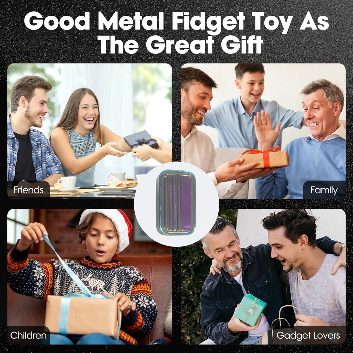 Fidget Slider 3 Layer EDC Gadgets Toy, Metal Magnetic Haptic Fidget Toys for Adults Anxiety/ADHD/Stress Relief, Gift for Boyfriend, Husband and Father (Colorful)