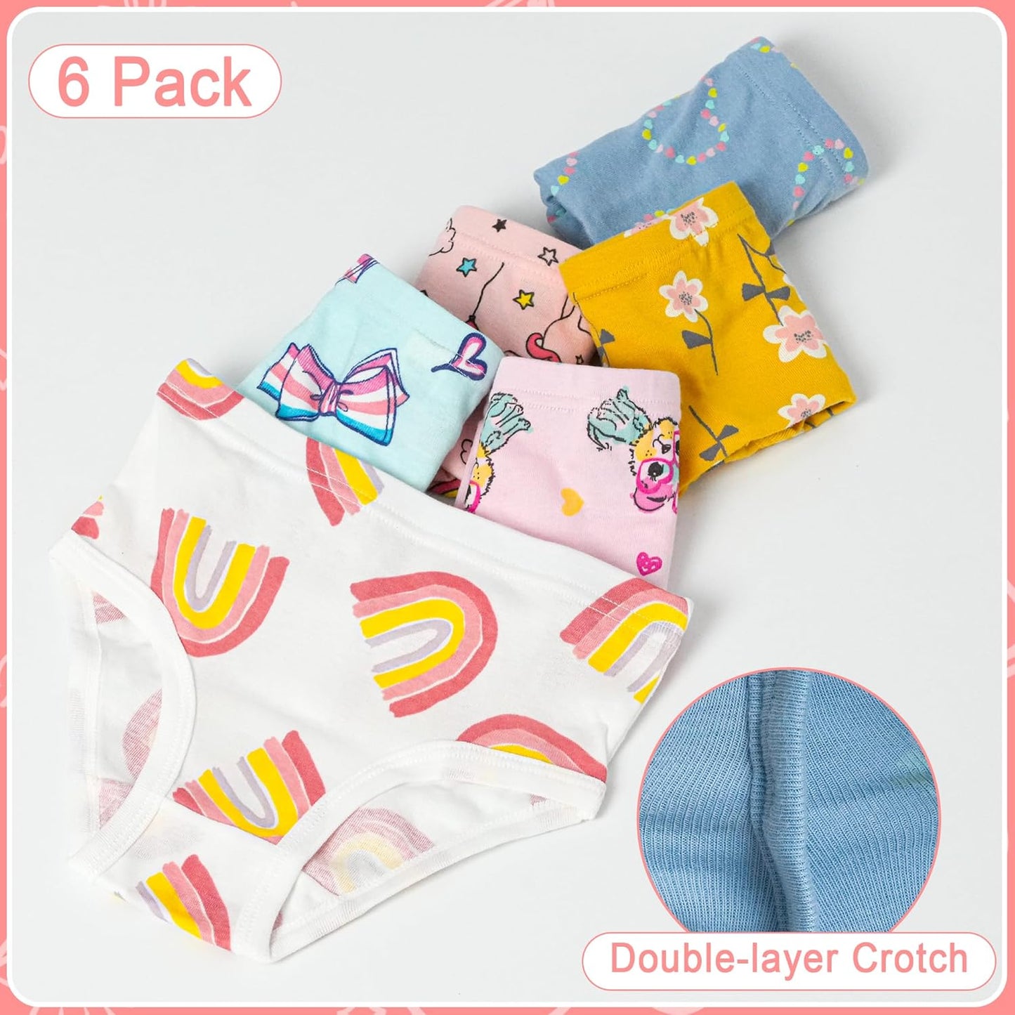 Tphon Little Girls Underwear Toddler Underwear Girls Panties Big Kids Undies Soft 100% Cotton