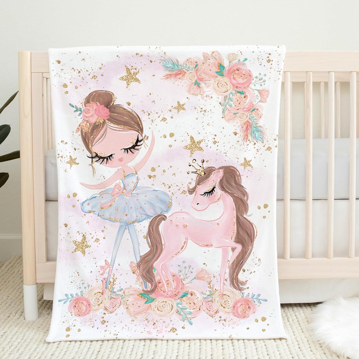 UNIQUE Little Ballerina Girl Ultra Soft Fleece Baby Blanket 30x40in, Ballet Baby Blanket, Girl