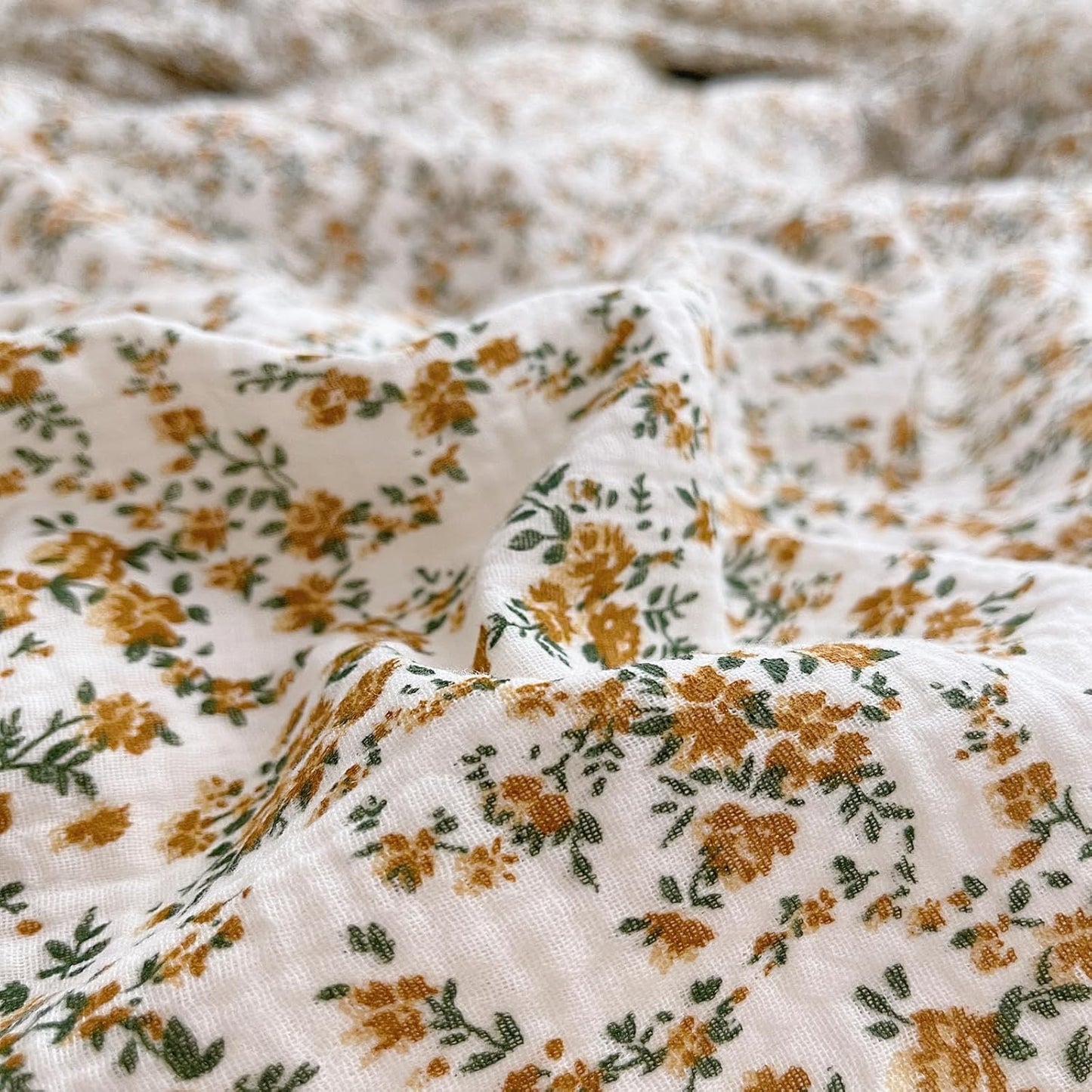 BuLuTu Cotton Muslin Ruffle Edge with Hibiscus Flowers Kids Toddler Pillowcase Soft Travel Pillow Nursery Pillowcase for Boys,Girls,Bedding Decor Machine Washable, Durable Pillowcase,1 Piece,Standard