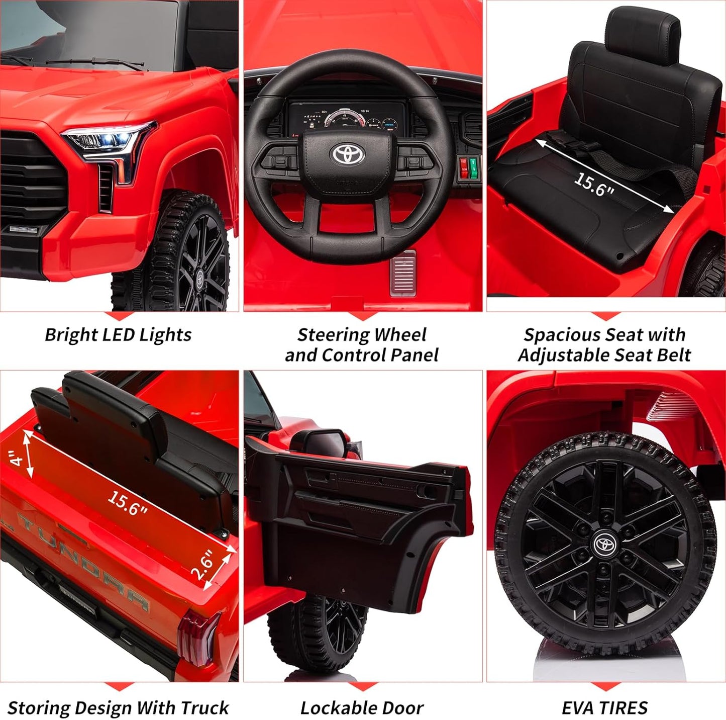 Electric Car for Kids, Licensed Toyota Tundra 12V Electric Truck, Off-Road Kids Car w/Remote, Spring Suspension & 3 Speeds, LED Headlights, Ride-On Toys for Boys/Girls