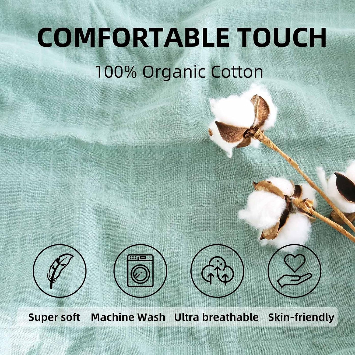 LifeTree 2 Pack Changing Pad Cover Unisex - Soft Muslin Fitted Changing Table Sheets - 16"x32" Organic Cotton - Pine Needles and Roman Green