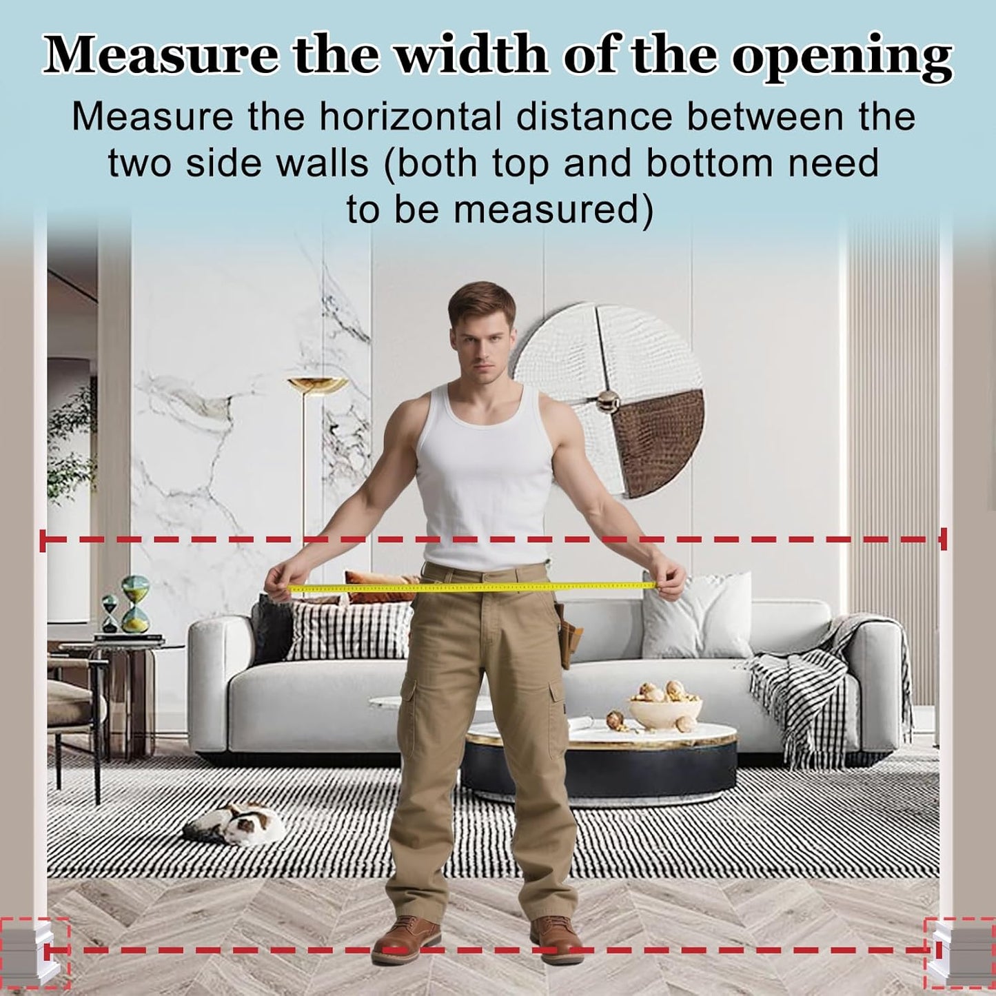 WAOWAO Triple Lock Baby Gate Extra Wide 31.1-35.04" Pressure Mounted Walk Through Swing Auto Close Safety White Metal Dog Pet Puppy for Stairs,Doorways,Kitchen