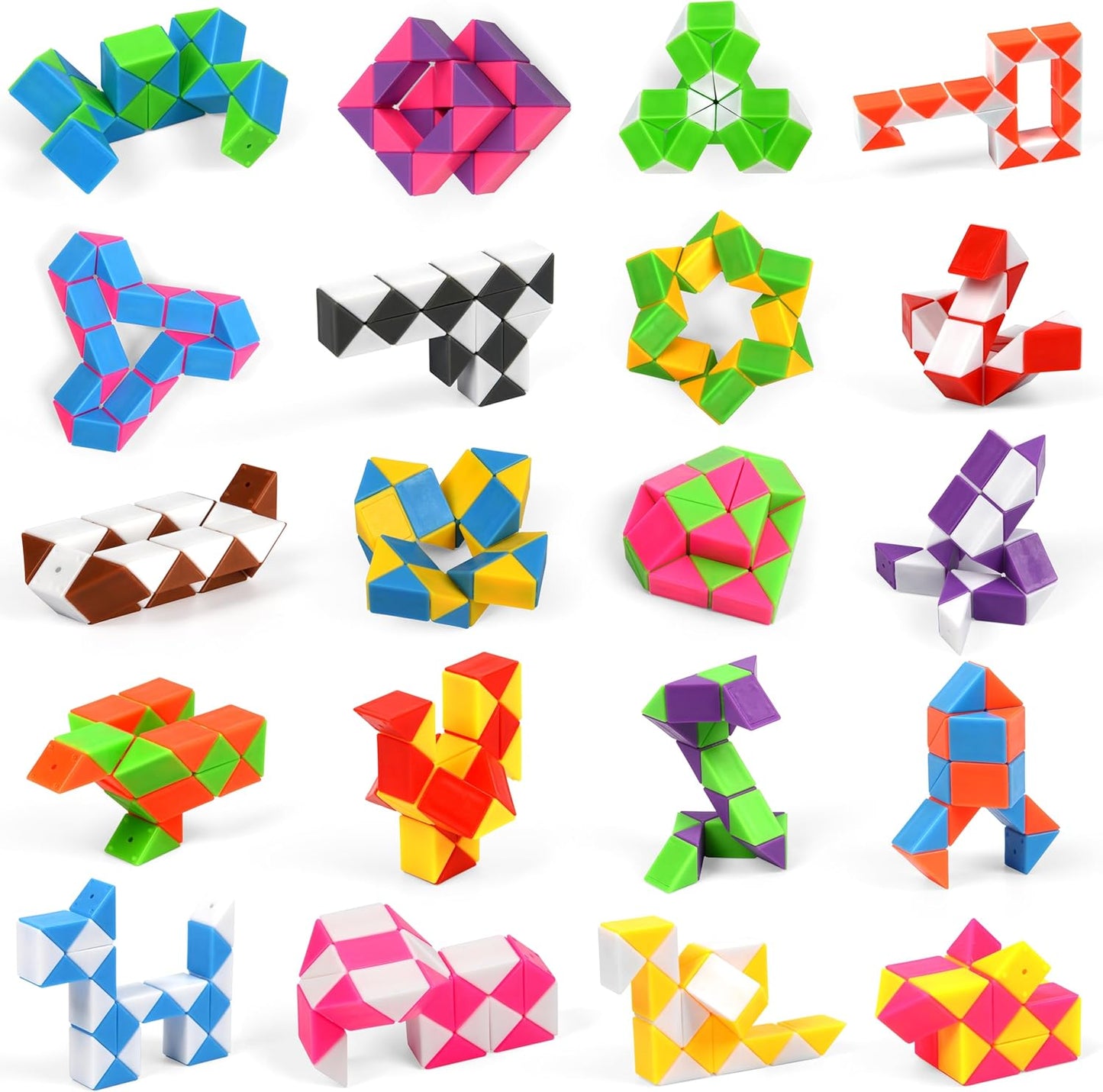 70 Pack 24 Blocks Magic Snake Cube Toy,Fidget Mini Snake Cube Puzzle Toy for Kids,Mini Plastic Puzzle Cube Toy for Kids Party Supplies,Classroom Rewards