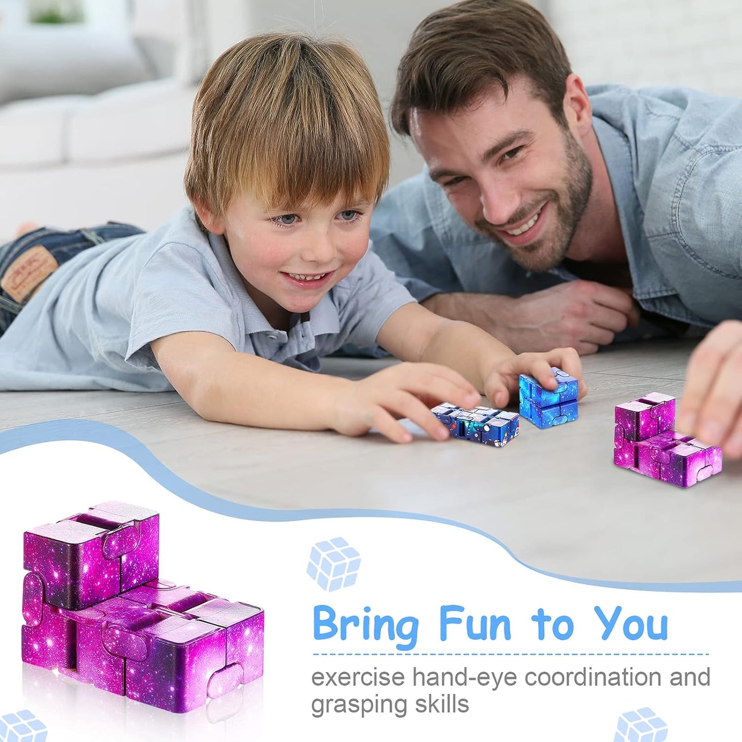 Galaxy Cubes Bulk Toys Gifts Space Astronaut Sensory Stress Anxiety Relief Cool Hand Mini Kill Time Cube Toys Party Favors Stuffers for ADHD Teens Adults, 5 Styles(Fresh Style,30 Pieces)