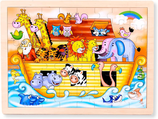Noah Jigsaw Puzzles for Toddlers Age 3-5, 48pcs Preschool Educational Learning Toys Sets Gift for Baby Infants Boys and Girls (Noah's Ark…)