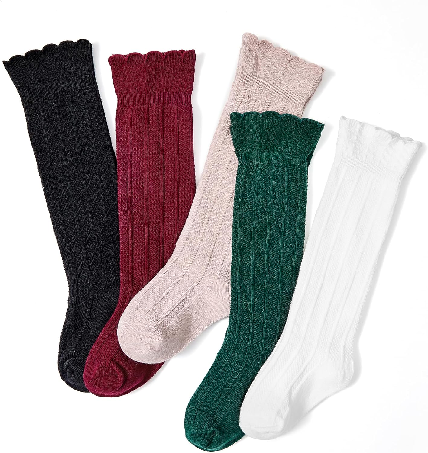 Zando Baby Knee High Socks - Infant to Toddler, Cotton Ruffle Socks, Warm Girls & Boys Long Stockings, 3-6 Pairs