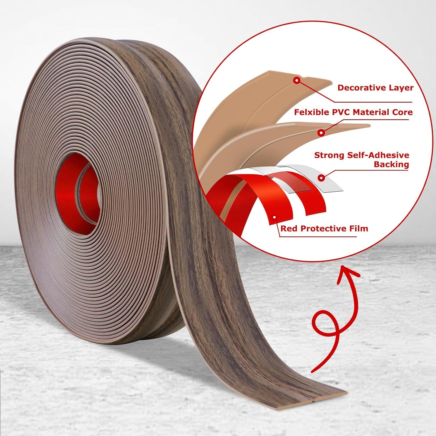 Flexible Wall Corner Protector Moulding Trim Peel and Stick Wall Corner Guards Edge Protector Self Adhesive Molding Trim Strip for Edge Ceiling (Smoked Brown Wood Grain, 0.8 in x 40 Ft)