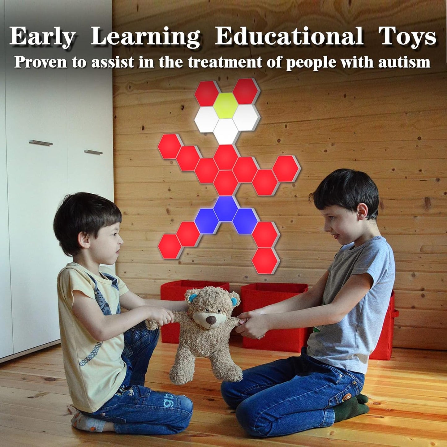 Hexagon Lights, Modular Touch Remote Control LED Wall Panels for Patients with Autism, Game Room Decor, Gift Birthday (12 Pack)