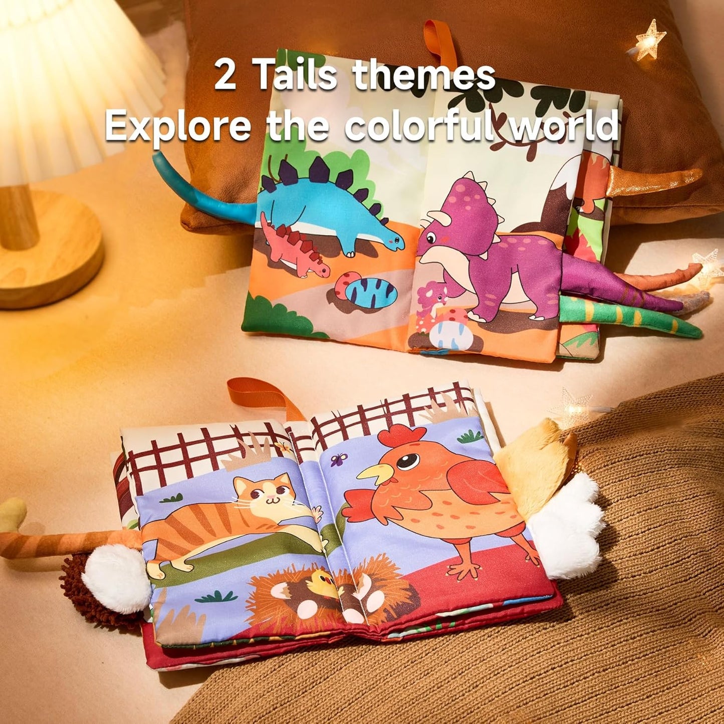 TUMAMA TK 2PCS Baby Books 0-6 Months, Soft Cloth Books for Babies Infants Toddler, Touch and Feel Crinkle Cloth Books 6 to 12 Months, Early Development Interactive Toys Gifts for Boys Girls