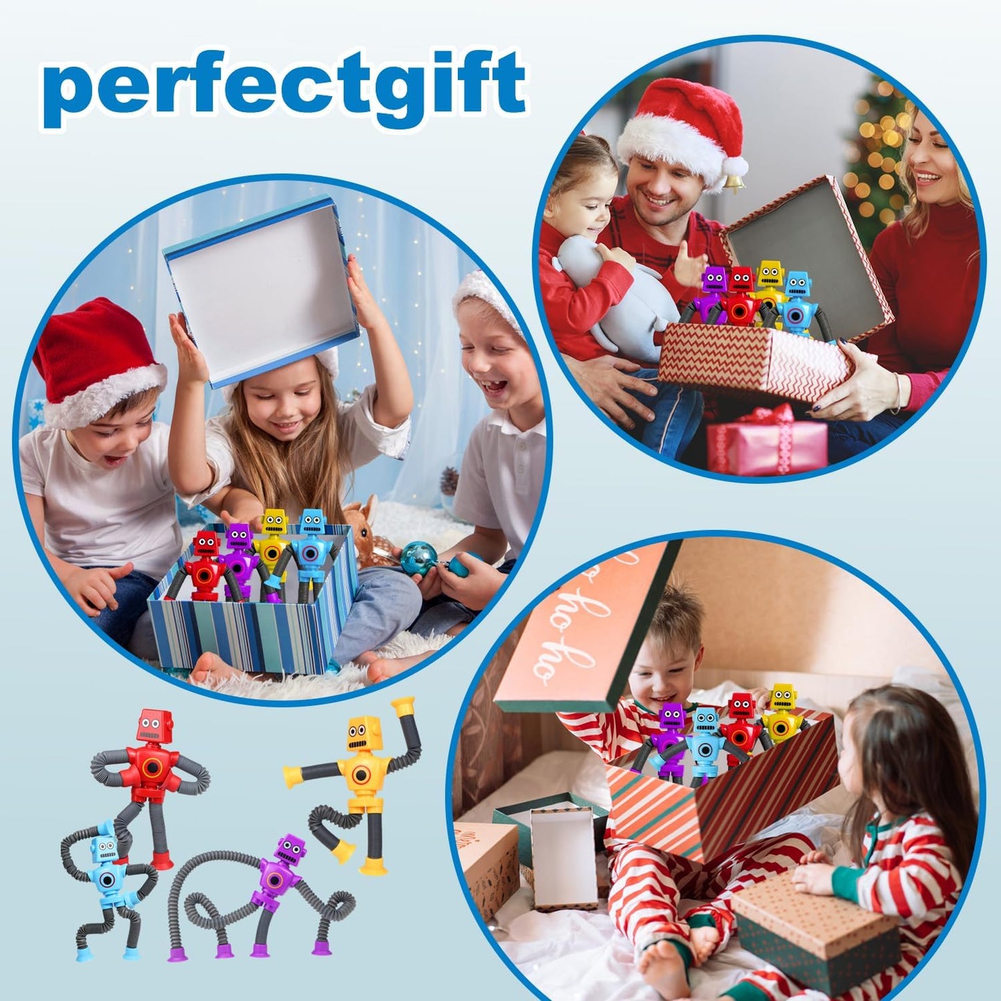 Telescopic Robot Suction Cup Toy, Pop Tubes Fidget Toys for Kids,Shape Changing Tube sensory Toys,Autism Sensory Toys,Imagination creativity educational toys for for Girls & Boys