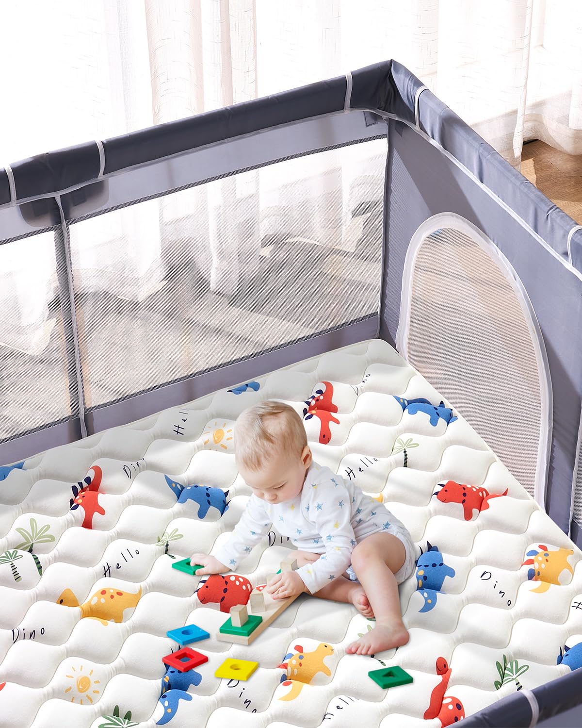 Odorless Premium Foam Baby Play Mat 79" x 71", Soft Microfiber Fabric Crawling Mat for Floor- Comfortable and Hypoallergenic, Non-Slip Cushioned Floor Playpen mat for Infants,Babies,Toddlers