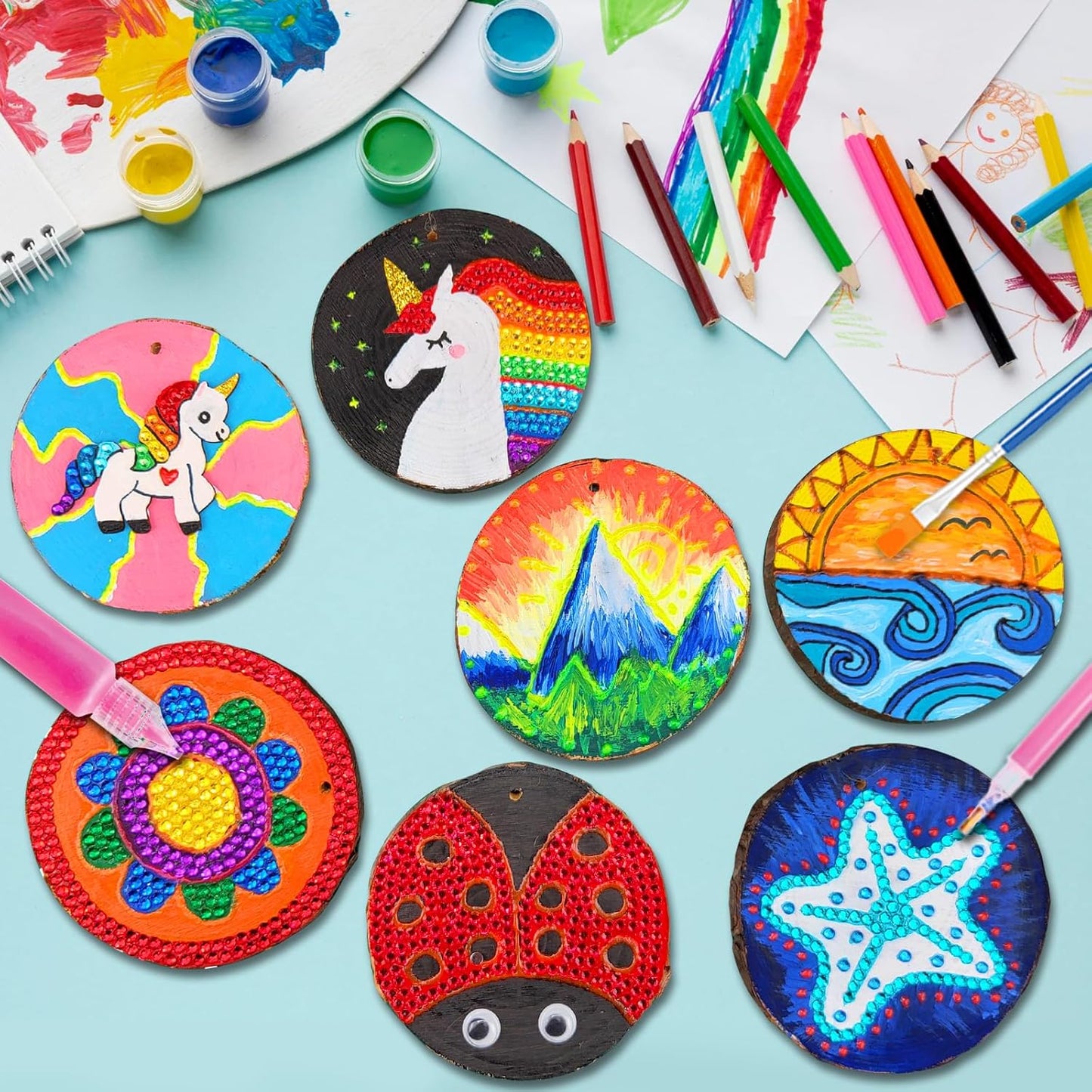 Wakestar Kids Wood Painting Kit-Glow in The Dark-Easter Basket Stuffers-Arts & Crafts Gifts for Boys Girls Ages 6-12,Creative Party Crafts Activity for Birthday Christmas