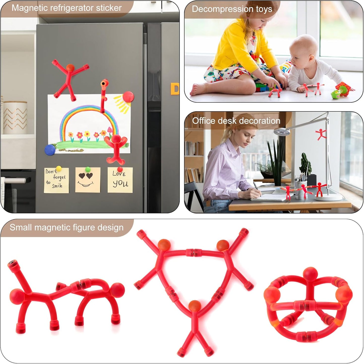 Sensory Fidget Toys, Fidget Toys for Kids 5-7, Fidget Toys Adults, Fidget Toy Pack with Fidget Pad, Fidget Spinner, Fidget Keychain Keyboard, Fridge Magnets Man (Red)