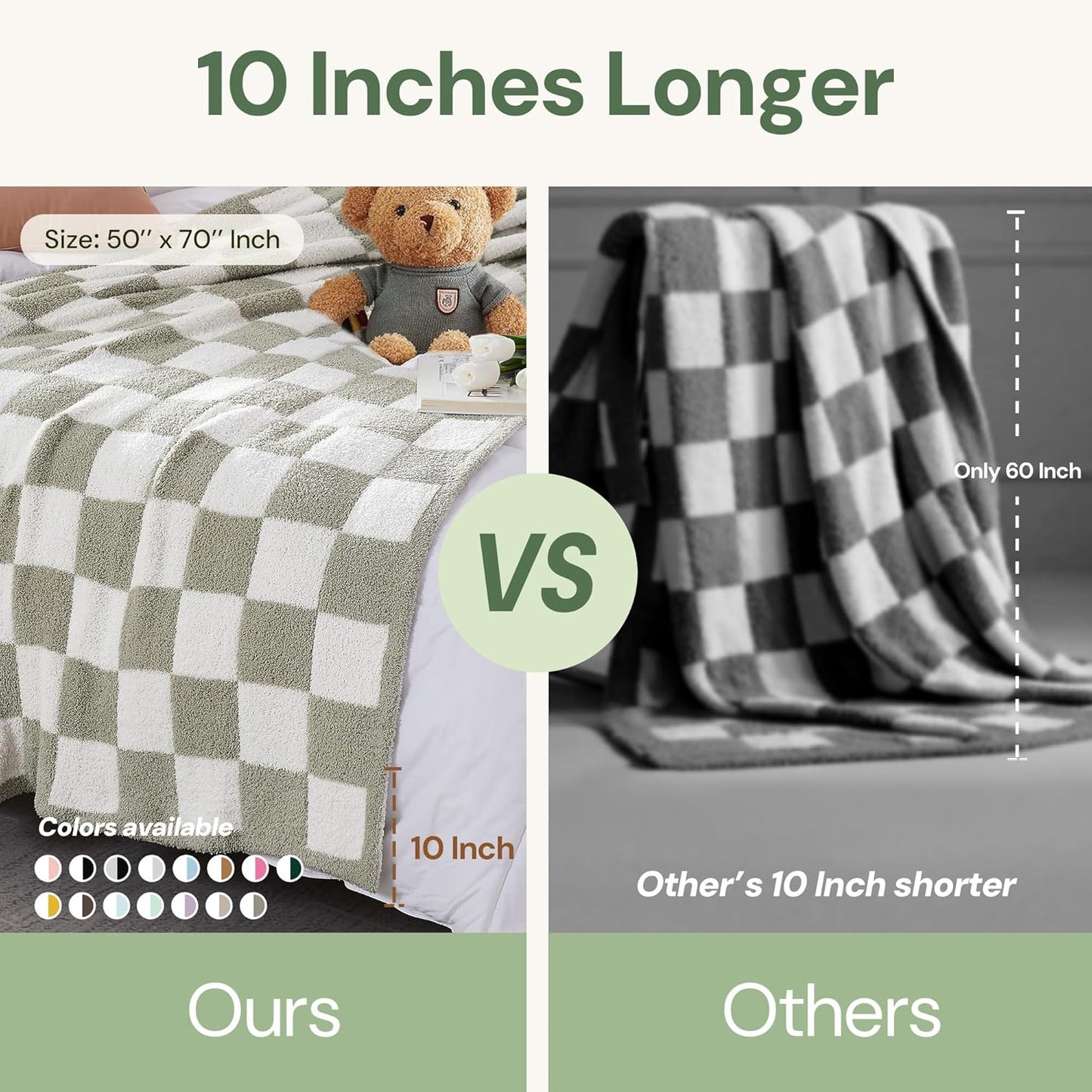 WRENSONGE Checkered Throw Blanket, Burnt Orange Soft Cozy Fluffy Warm Hand Made Throw Blankets for Couch, Sofa, Chair, Bed, Camping, Picnic, Travel Lightweight Bed Blanket - 50"*70"