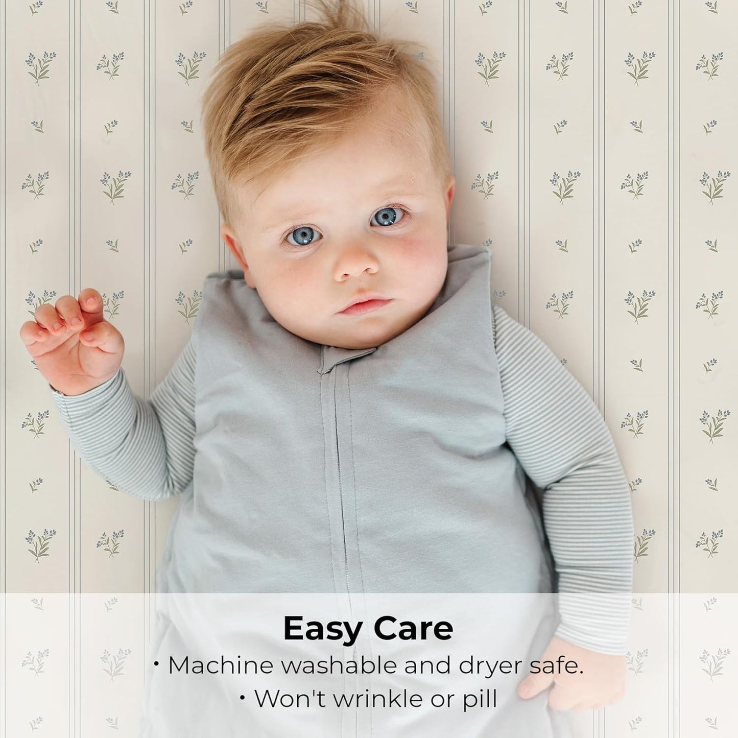 Ely's & Co. Pack and Play Sheets, for Mini/Portable Crib, 2 Pack Fitted Playpen Play Yard Sheet Set Compatible with Graco Pack n Play, for Baby Boys, 100% Cotton, 38”x24”x5” Blue Linear Berry Leaf