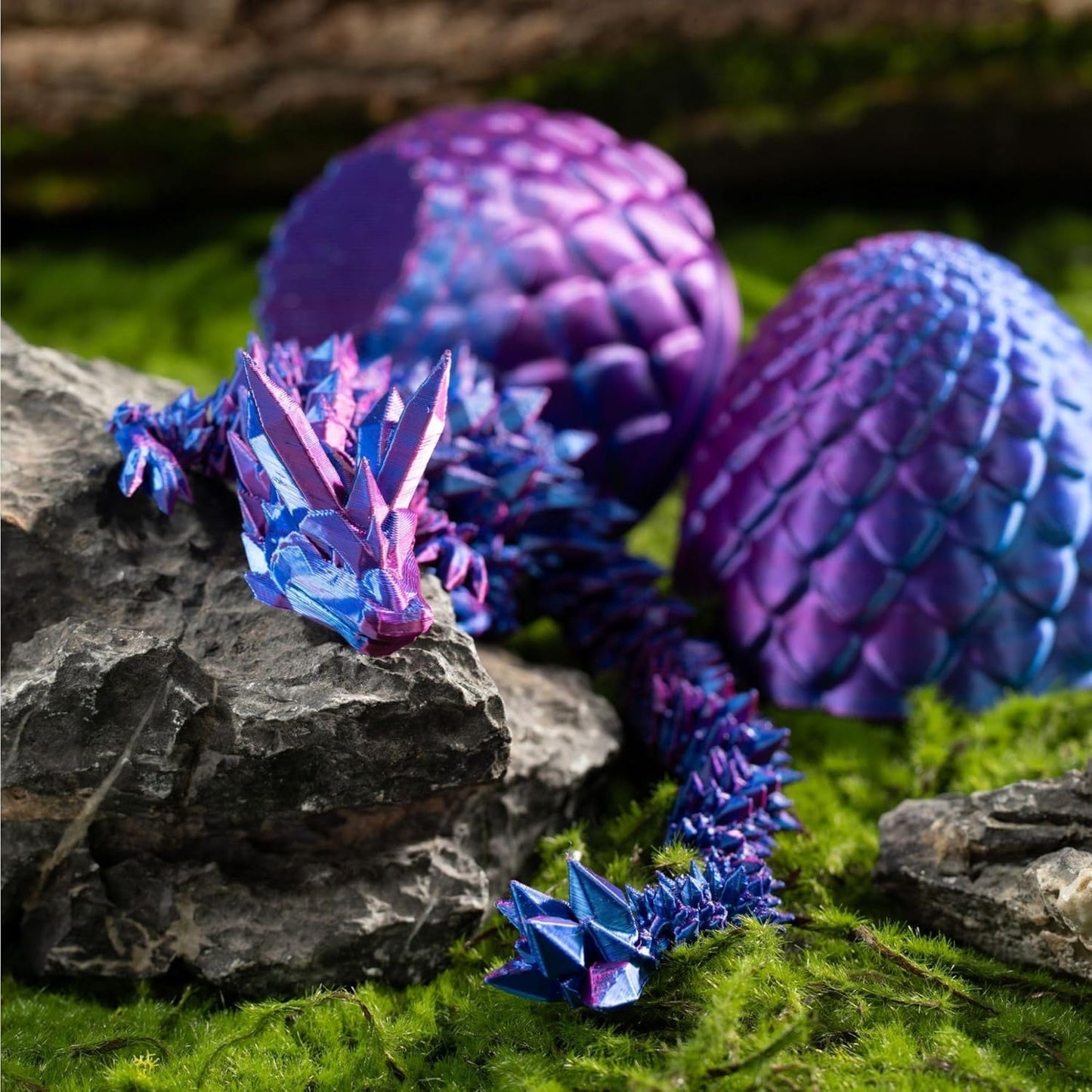 3D Printed Dragon - 12" Dragon Fidget Toy, Large Pearly Sheen Articulated Dragon, 3D Printed Gift for Birthday, Figurine Decor,Suitable for car and Character Decoration(Purple)