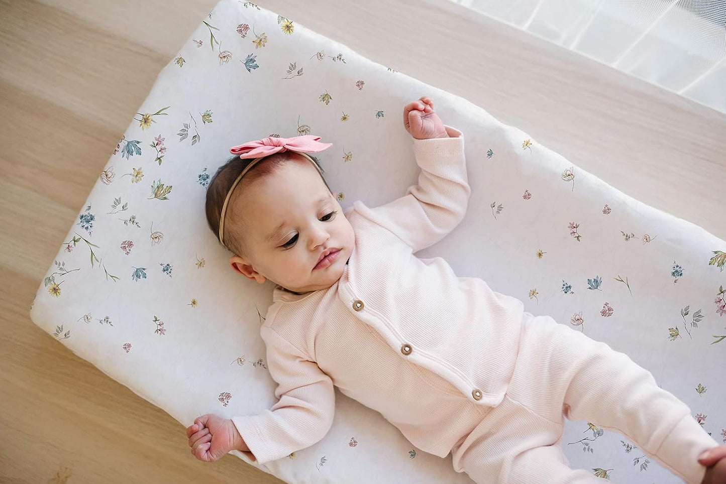 TotAha Premium Stretchy Changing Pad Covers (2-Pack)-Hypoallergenic, Silky Comfort, Buttery Soft, Calming Effect, All-Season Jersey-Knit 32 X 16 X 5''(Blue Flower & Small Floral)