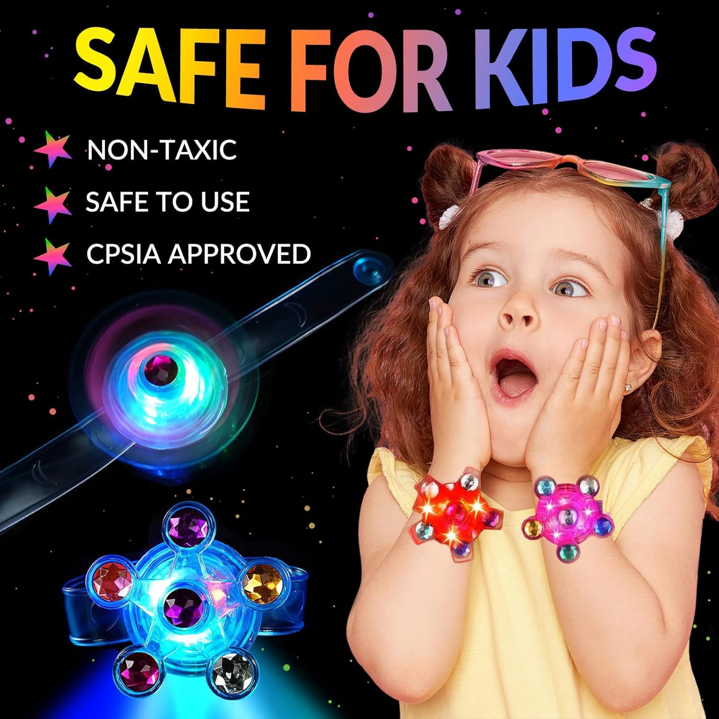 36 Pack LED Light Up Fidget Spinner Bracelets Party Favors for Kids 4-8 8-12, Glow in The Dark Party Supplies, Back to School Gift for Students, Return Gifts for Kids Birthday Halloween Classroom