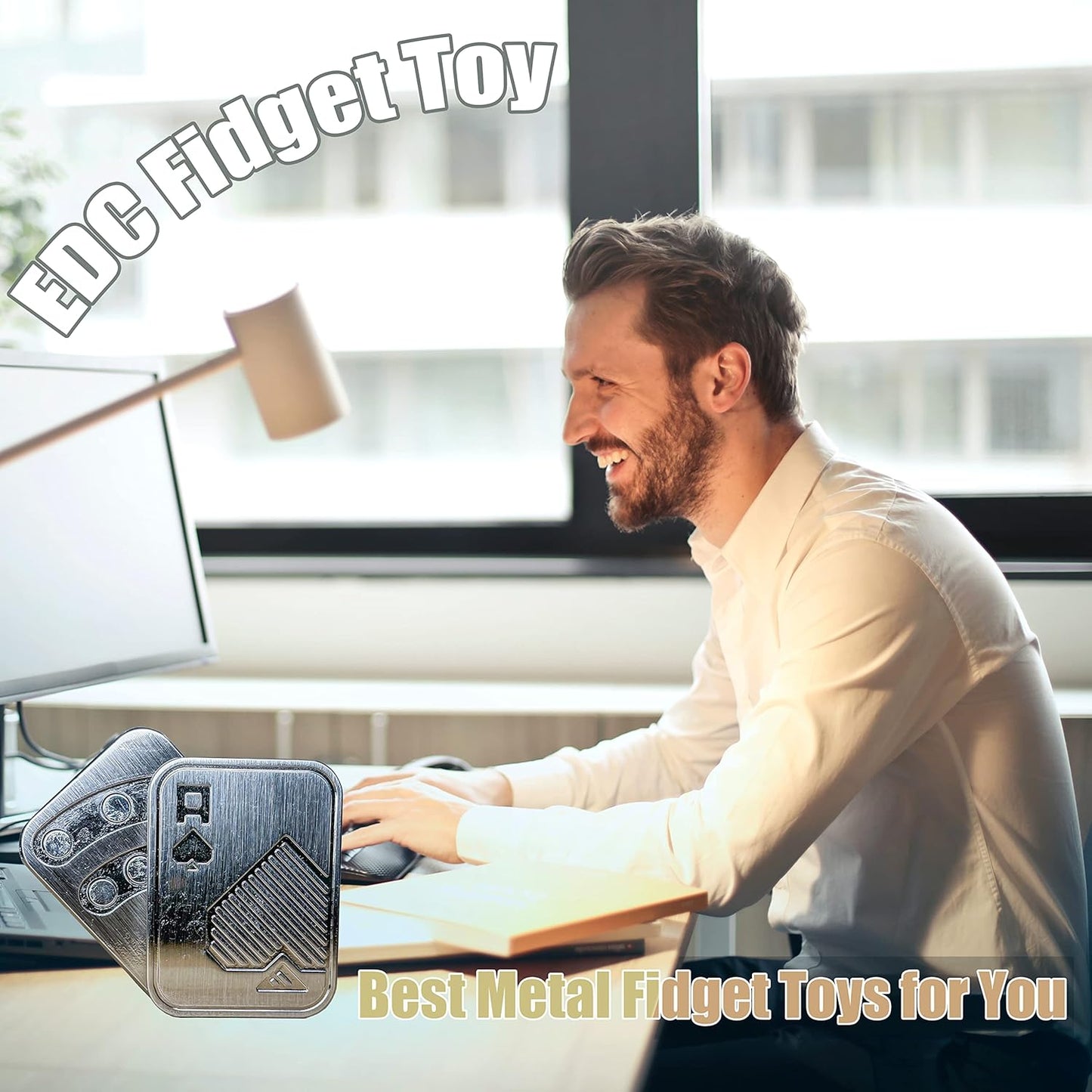 New Decompression Metal Poker Fidget_Slider, Hand Spinner Office Fidget Toys, Sensory Toys Anxiety Stress Relief Desk Toys Gifts for Adult Kids