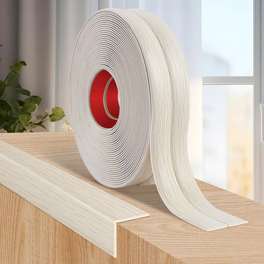 Flexible Wall Corner Protector Moulding Trim Peel and Stick Wall Corner Guards Edge Protector Self Adhesive Molding Trim Strip for Edge Ceiling (Beige Wood Grain, 1.6 in x 20 Ft)