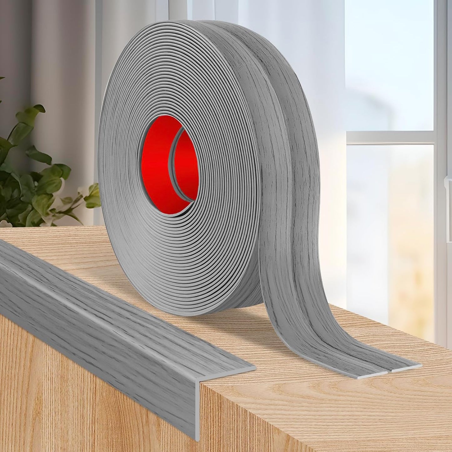 Flexible Wall Corner Protector Moulding Trim Peel and Stick Wall Corner Guards Edge Protector Self Adhesive Molding Trim Strip for Edge Ceiling (Light Gray Wood Grain, 2.4 in x 20 Ft)