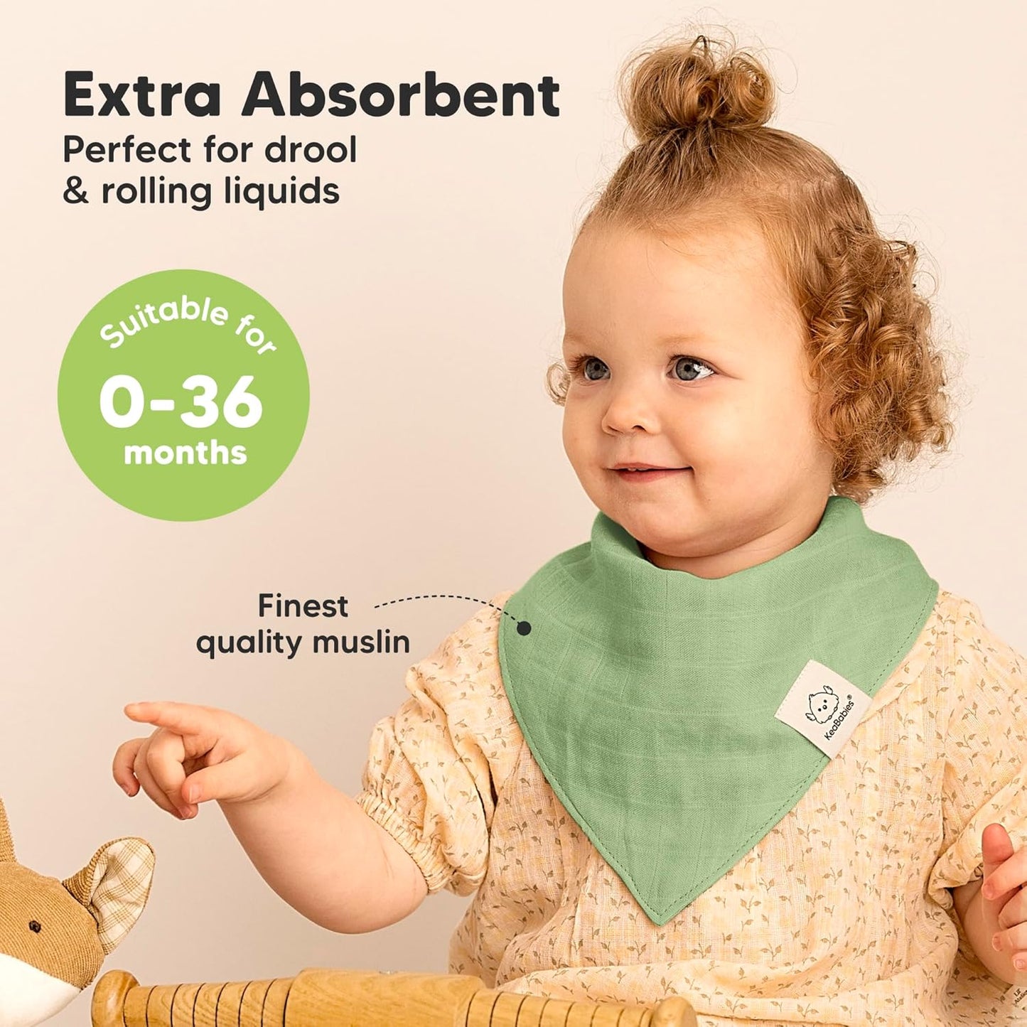 8-Pack Muslin Baby Bibs for Boys, Girls - Muslin Bandana Drool Bibs for Baby Girl & Boy, Drooling Newborn, Teething Toddler, Infant 0-36 Months, 100% Cotton Extra Absorbent & Soft (Dew)