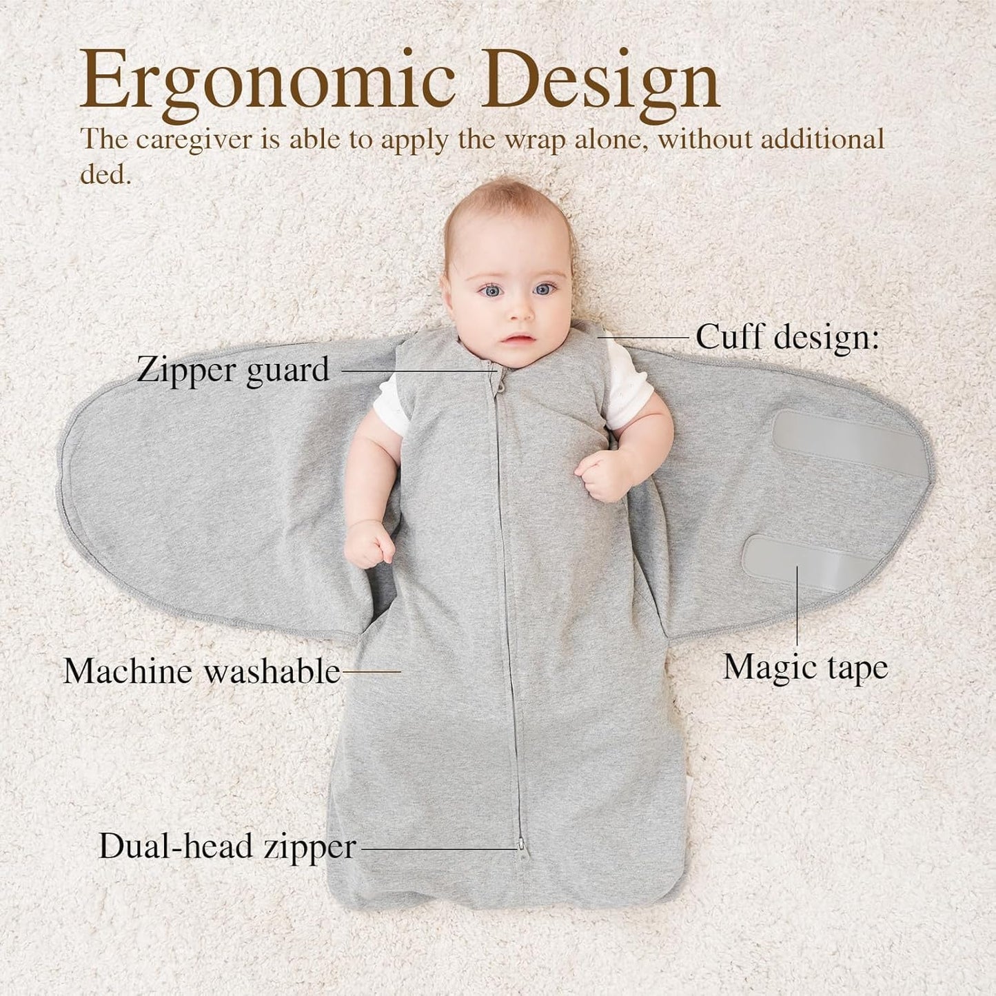 Swaddle-Blanket Baby Girl & Boy Swaddles Newborn Infant Transition 100% Cotton Wrap Blankets, 3-Way Adjustable Wearable Blanket, TOG 1.0 (Little Monster, 0-3 Month)