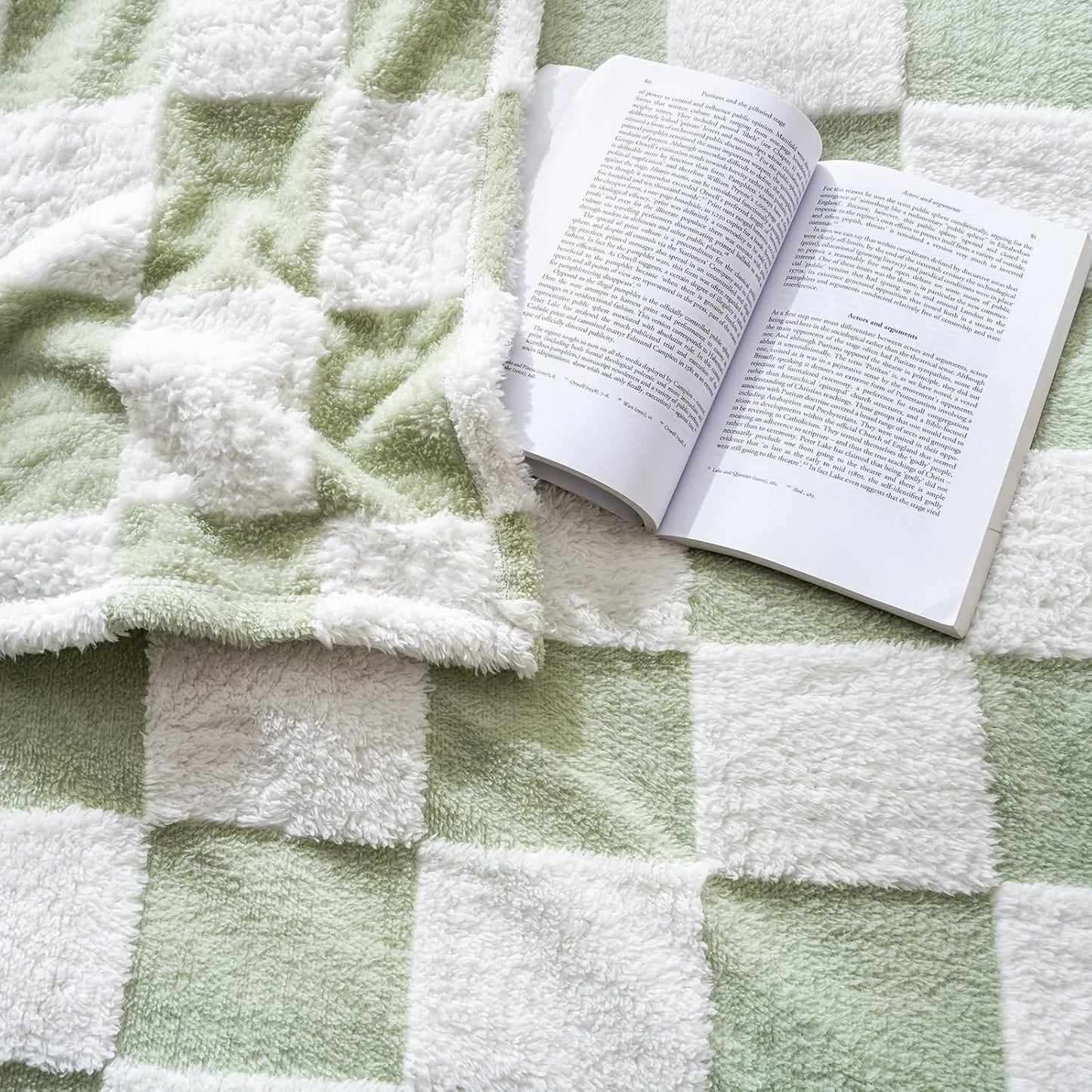 Fleece Baby Blanket for Boys 3D Checkerboard Design, Warm Cozy and Fluffy Infant Newborn Toddler Small Receiving Blankets for Crib Stroller, 30x40 Inches, Green