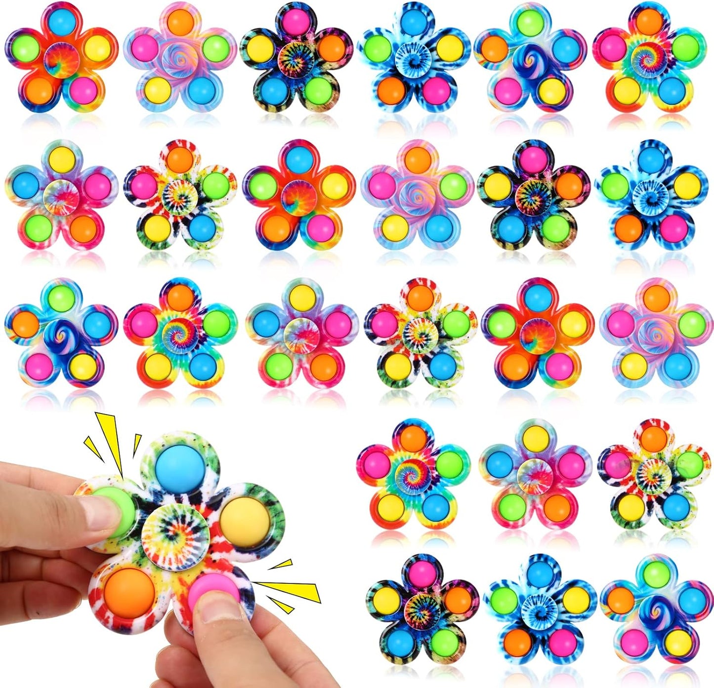 SCIONE 24 Pack Party Favors Fidget Spinners for Kids 4-8 8-12, Goodie Bags Stuffers for Kids 3-5, Pop Fidget Toys Bulk Classroom Prizes for Girls Boys, Toddler Birthday Party Return Gifts