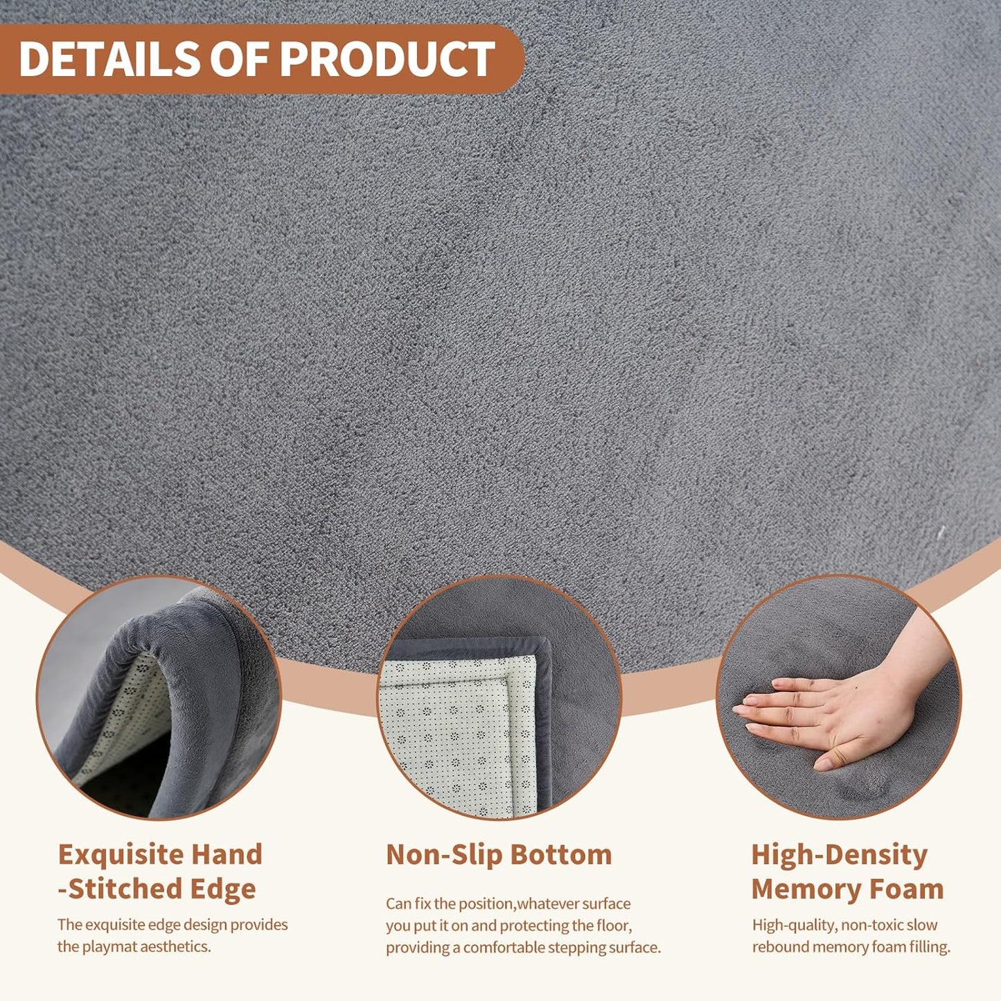 Baby Play Mat for Floor - 1.4" Thick Memory Foam Rug, 70"x59" Playpen Tummy Time Mat, Soft Velvet Nursery Rug, Large Padded Crawling Mat, Cushioned Pads for Playroom Toddlers, Infants, Yoga, Tatami