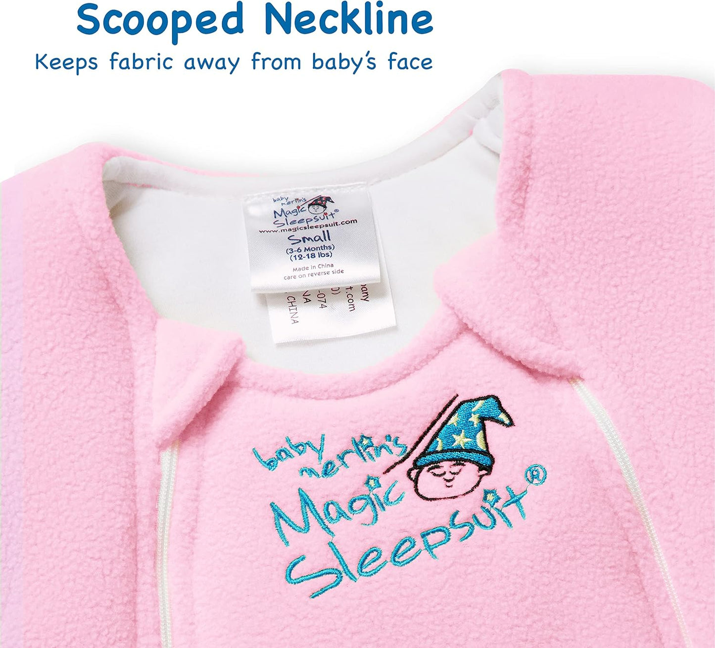 Magic Sleepsuit Baby Merlin's Microfleece Baby Swaddle Transition Product - Soft and Cozy Design, Double Zipper for Easy Diaper Changes, Promotes Safe Sleep 3-6 Months - Pink - Small 12-18lbs