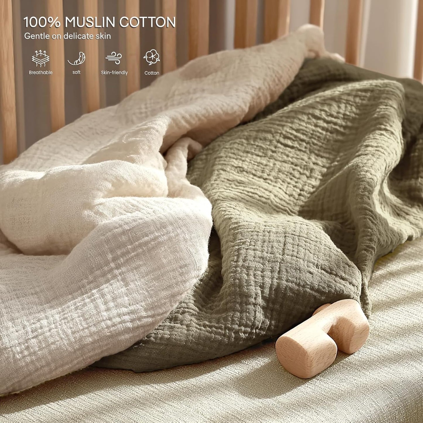 lulumoon Pack and Play Sheets Muslin: Cotton Fitted Sheets for Chicco Pack N Play - Soft Playard Sheets for Boys and Girls 2Pack