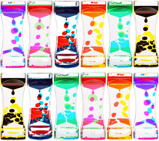 Liquid Motion Bubbler Sensory Toys, 12 Pack Liquid Timer Desktop Colorful Hourglass Liquid Bubbler, Small Calming Relaxing Toys Sensory Anxiety Autism ADHD Fidget Toys