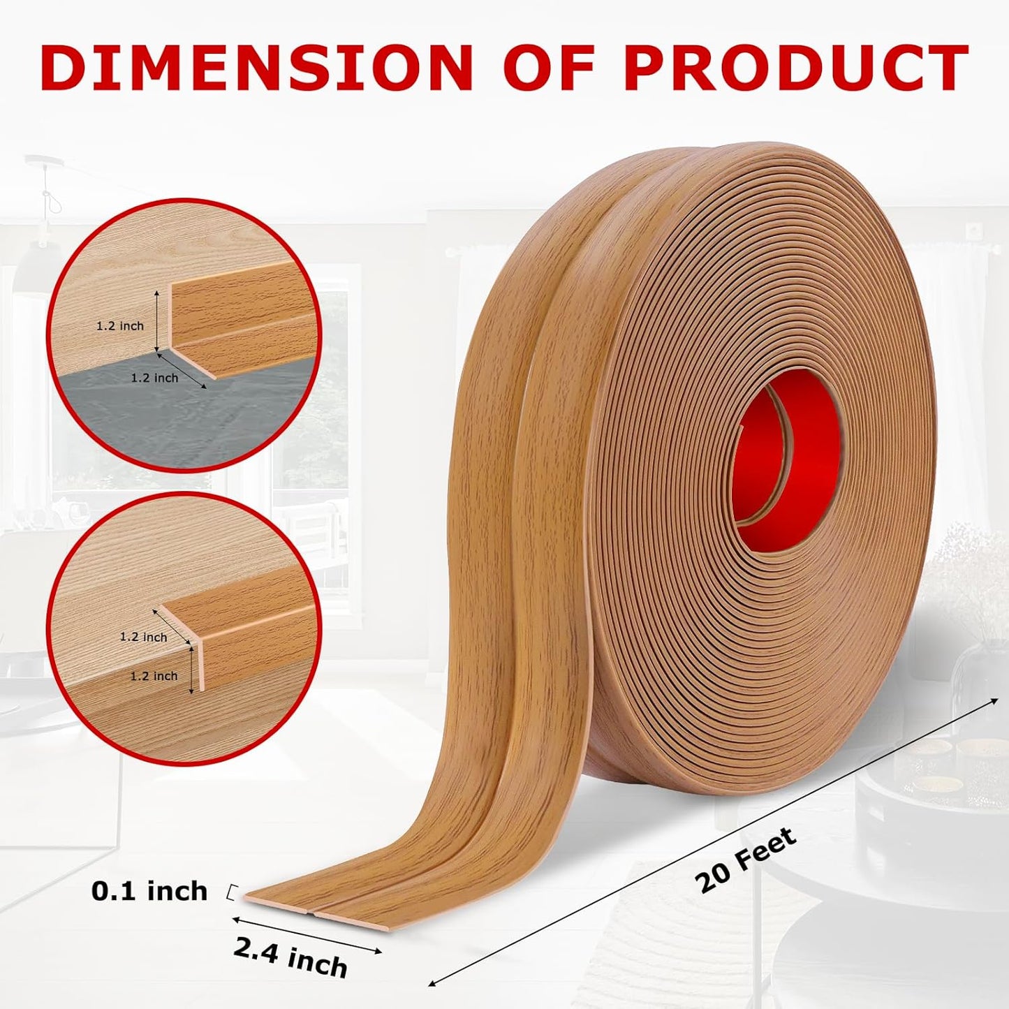 Flexible Wall Corner Protector Moulding Trim Peel and Stick Wall Corner Guards Edge Protector Self Adhesive Molding Trim Strip for Edge Ceiling (Light Brown Wood Grain, 2.4 in x 20 Ft)