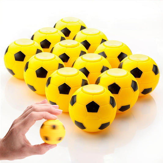 Entervending Fidget Spinners - 2 Inch Stress Balls - 12 Pcs Soccer Party Favors - Yellow Mini Fidget Spinners - Classroom Prizes - Fidget Spinners for Kids - Easter Basket Stuffers