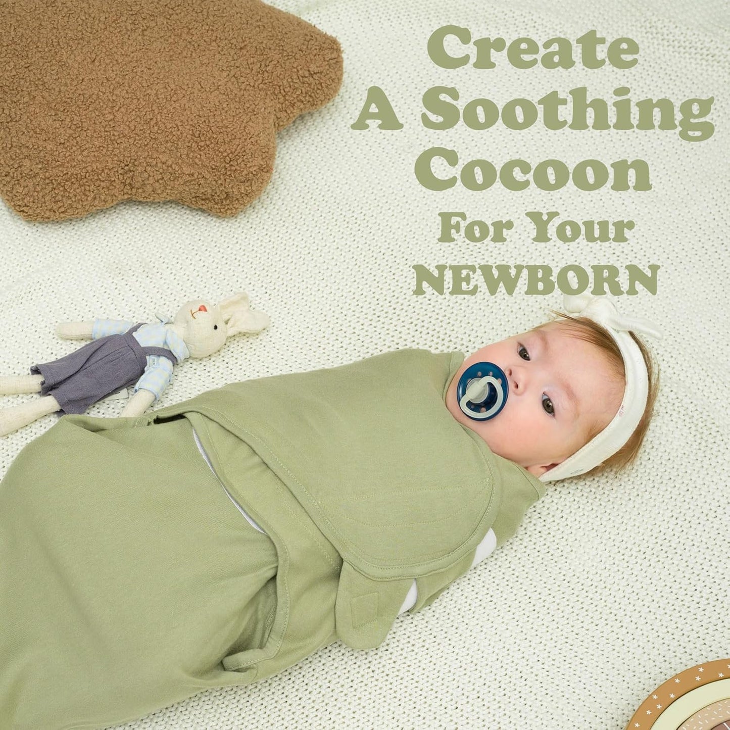 Bublo Baby Swaddles for Newborns – 3-Pack Infant Swaddles 3-6 Months – Adjustable Swaddle Sleep Sack – Soft Organic Cotton Baby Wrap for Safe & Cozy Sleep (Pastel Green)