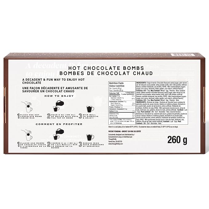Bombombs Hot Chocolate Bombs, Classic Milk Chocolate Cocoa Bomb Gift Set, Includes 2 Flavors; Caramel Candy and Fudge Brownie Filled with Mini Marshmallows, Set of 10