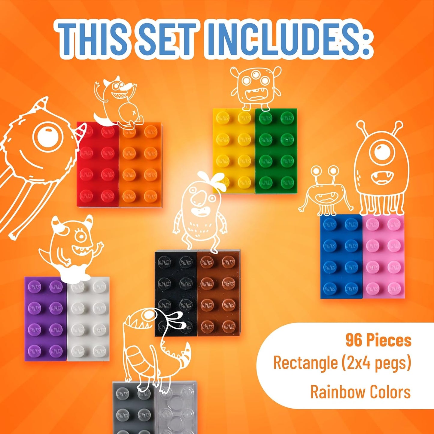 Strictly Briks Classic Bricks Starter Kit - 96-Piece 2x4 Stud Set in 12 Colors - Bulk Building Bricks for Creative Play, Ages 3+ - Compatible with All Major Brick Brands