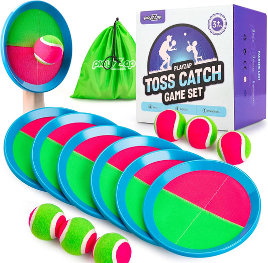 Toss and Catch Ball Set 6 Pack - Beach Toys Pool Toys Outdoor Games for Family Toddlers Kids Adults - Outside Yard Game - Classic Birthday Gift for 3 4 5 6 7 8 9 10 11 12+ Years Old Boys Girls